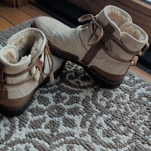 UGGs Tan Linen And Brown Suede